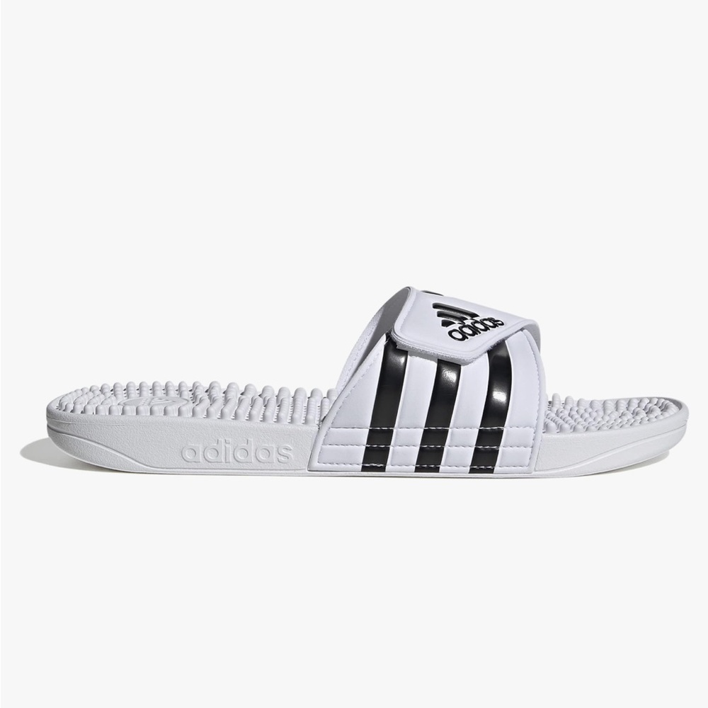 adidas Unisex-Adult Adissage Slides Sandal White/Black size 15 New In Box